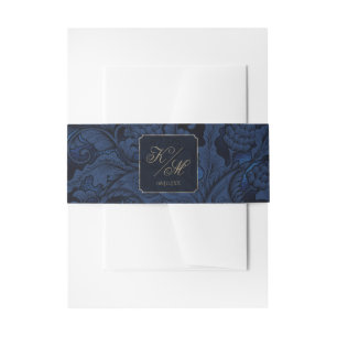 Bandeau De Faire-part Mariage officiel Paisley Navy Blue ID767