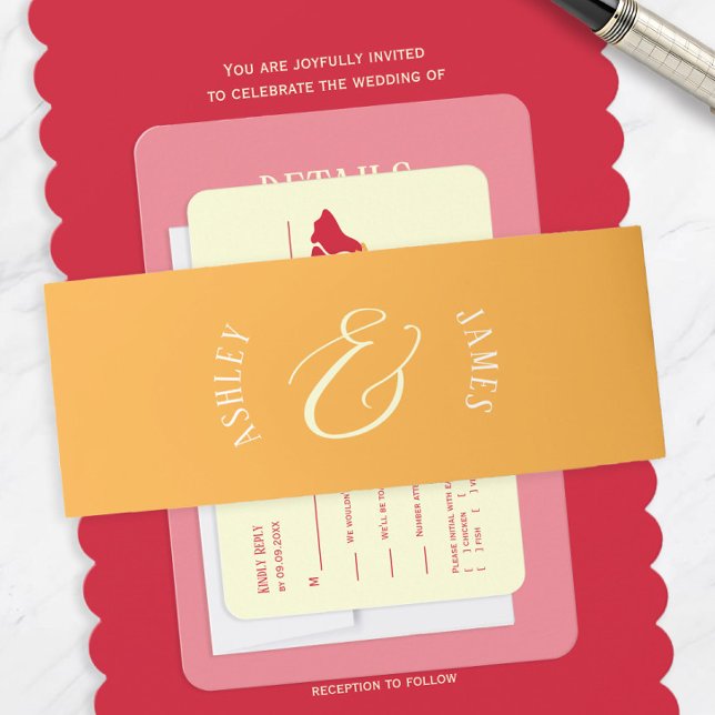 Bandeau De Faire-part Mariage orange moderne Ampersand (Créateur téléchargé)