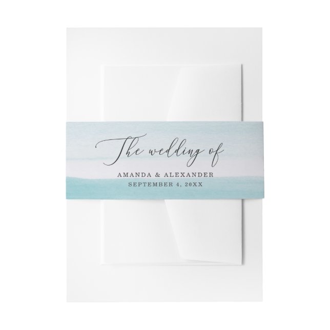 Bandeau De Faire-part Mariage pastel bleu aquarelle. Elégant nautique (Devant example)