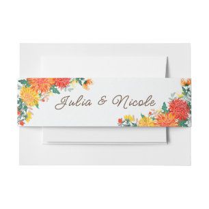 Bandeau De Faire-part Mariage Pastel Orange Yellow Spring Dahlia Fleurs