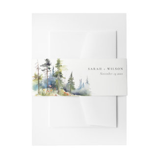 Bandeau De Faire-part Mariage paysager Chic Watercolor Pine Forest