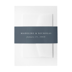 Bandeau De Faire-part Mariage Personnalisé Aquarelle Bleu Marine