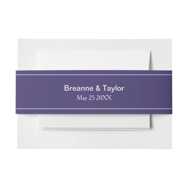 Bandeau De Faire-part Mariage personnalisé bleu violet simple (Devant Example)