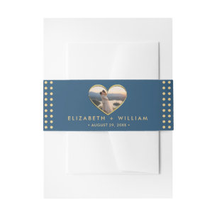 Bandeau De Faire-part Mariage personnalisé Gold & Blue Polka Dot