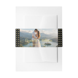 Bandeau De Faire-part Mariage personnalisé pois dorés et noirs