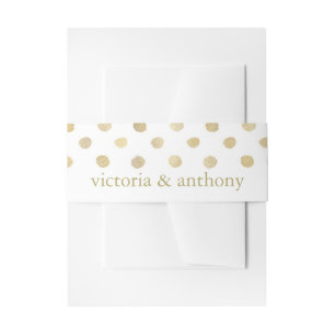 Bandeau De Faire-part Mariage Pois moderne blanc et or