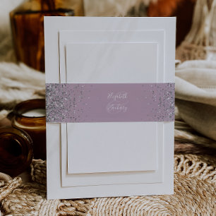 Bandeau De Faire-part Mariage Poussiéreux Lilas Élégant avec Paillettes 
