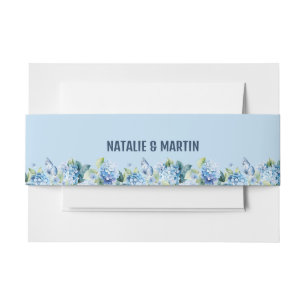 Bandeau De Faire-part Mariage romantique aux hortensias bleu poussiéreux