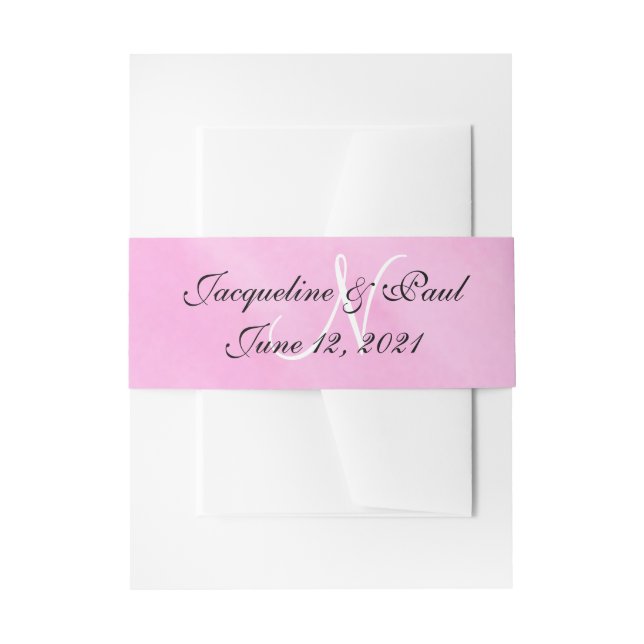 Bandeau De Faire-part Mariage romantique rose monogramme (Devant example)