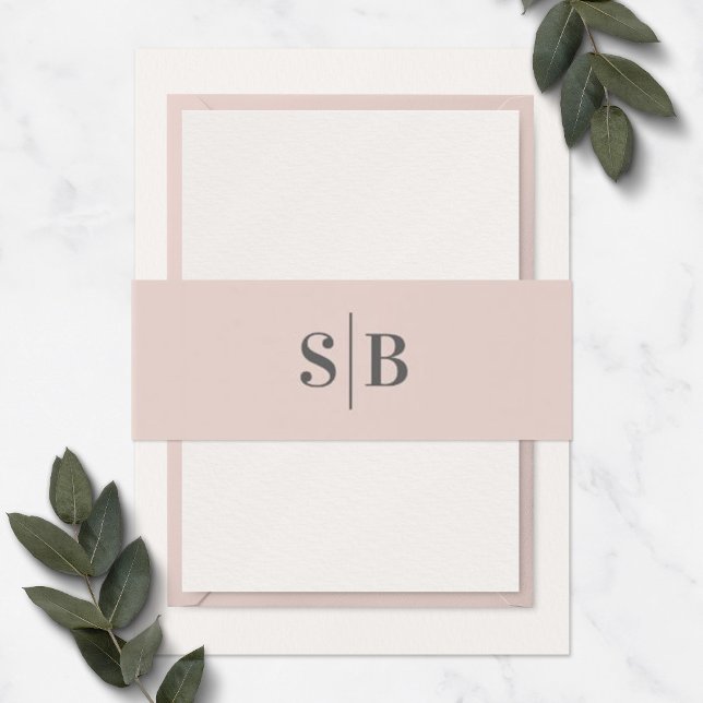Bandeau De Faire-part Mariage rose clair monogramme simple (Créateur téléchargé)