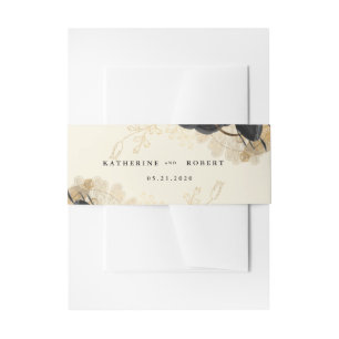 Bandeau De Faire-part Mariage Rose d'or noir Aquarelle