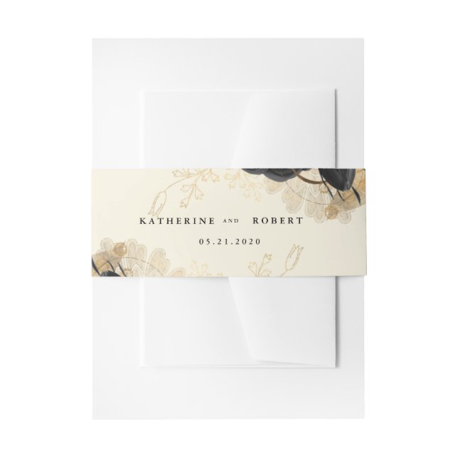 Bandeau De Faire-part Mariage Rose d'or noir Aquarelle (Devant example)