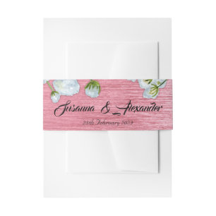 Bandeau De Faire-part Mariage rose et blanc métallique