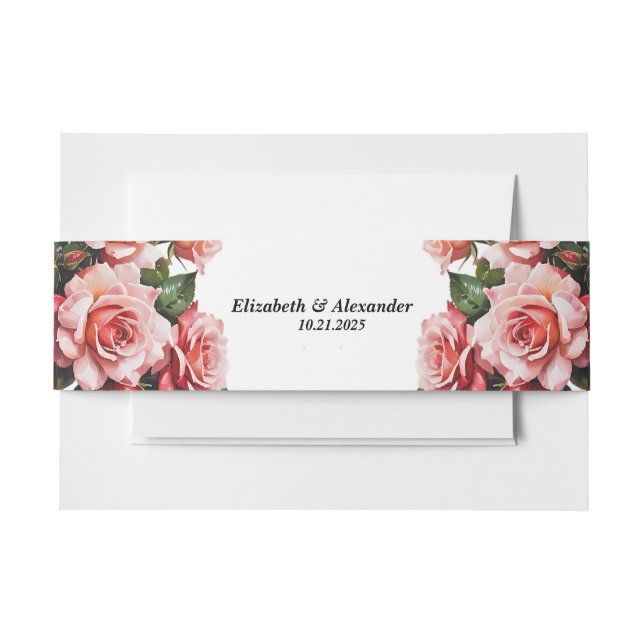 Bandeau De Faire-part Mariage rose et rouge foncé moody (Devant Example)