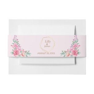 Bandeau De Faire-part Mariage rose floral