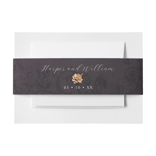 Bandeau De Faire-part Mariage rose or ornemental (Devant Example)