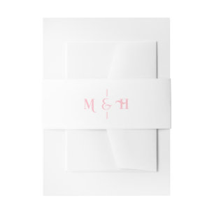 Bandeau De Faire-part Mariage Rose Rétro Monogramme Moderne