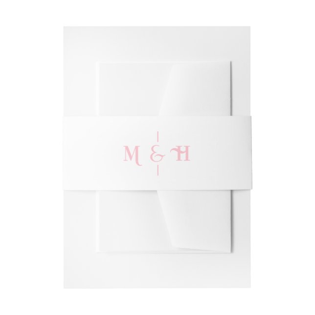 Bandeau De Faire-part Mariage Rose Rétro Monogramme Moderne (Devant example)