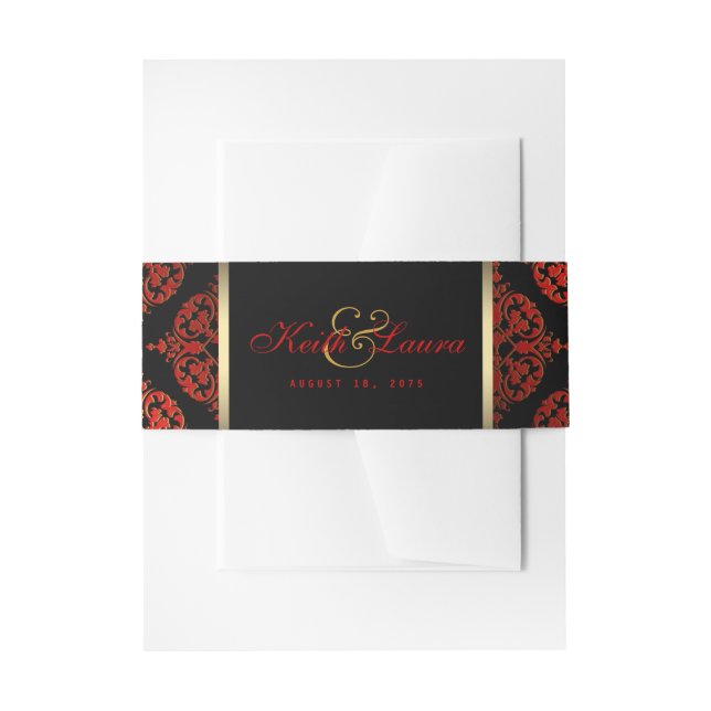 Bandeau De Faire-part Mariage Rouge Noir Or (Devant example)