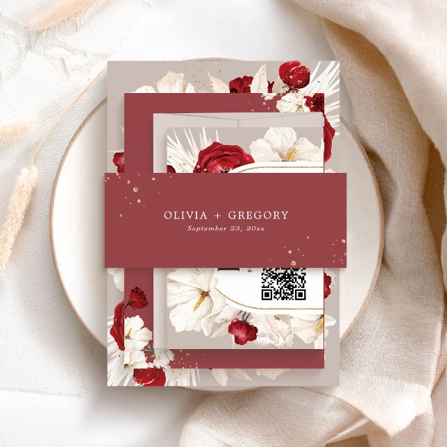 Bandeau De Faire-part Mariage rouge rubis  (Créateur téléchargé)