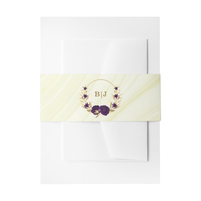 Bandeau De Faire-part mariage royal violet or fleuri (Devant example)