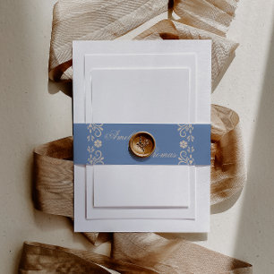 Bandeau De Faire-part Mariage Rustique Bleu Poussiéreux Beige 