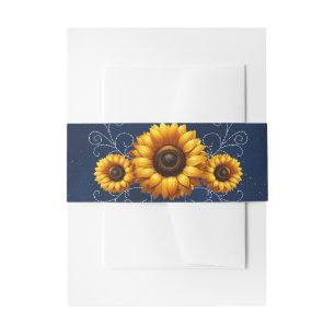 Bandeau De Faire-part Mariage rustique chic tournesol étincelant bleu