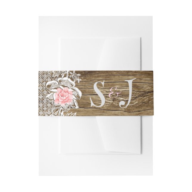 Bandeau De Faire-part Mariage rustique en bois et dentelle (Devant example)