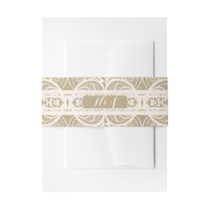 Bandeau De Faire-part Mariage rustique naturel en papier brun et dentell