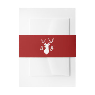 Bandeau De Faire-part Mariage Rustique Red White Deer