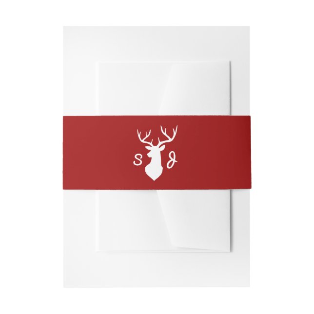 Bandeau De Faire-part Mariage Rustique Red White Deer (Devant example)