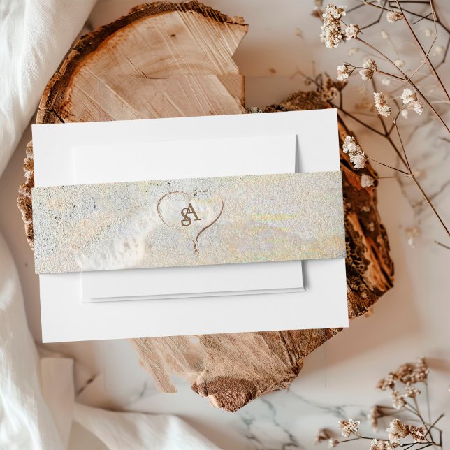 Bandeau De Faire-part Mariage Rustique sur la Plage Monogramme en Forme  (Créateur téléchargé)