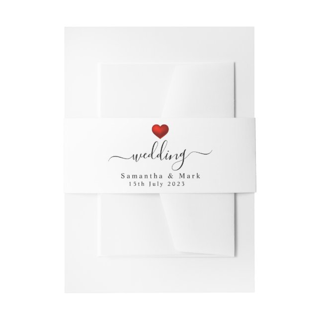 Bandeau De Faire-part Mariage simple moderne Red Heart (Devant example)