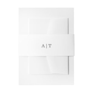 Bandeau De Faire-part Mariage simple monogramme gris et blanc