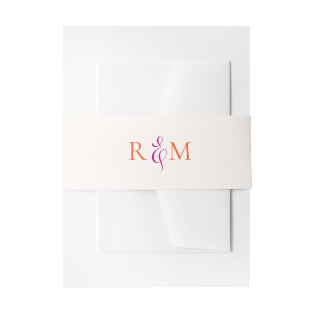 Bandeau De Faire-part Mariage simple Monogramme Magenta Orange brillant (Devant example)