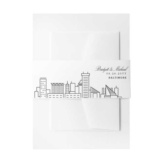 Bandeau De Faire-part Mariage Skyline Baltimore | (Devant example)