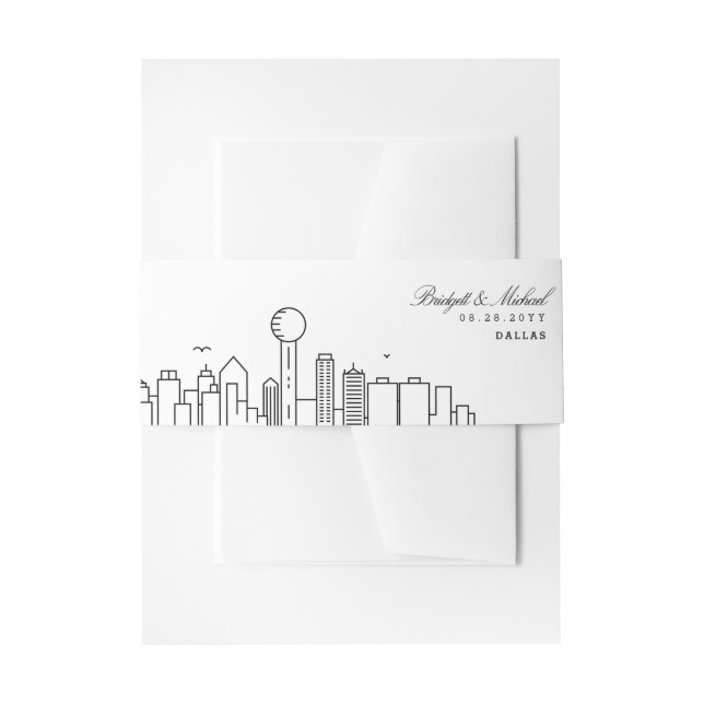 Bandeau De Faire-part Mariage Skyline de Dallas | (Devant example)