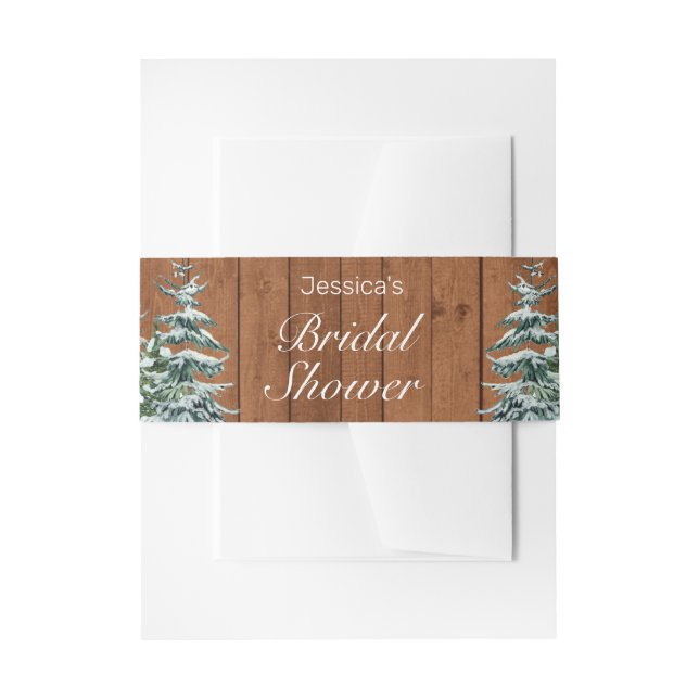 Bandeau De Faire-part Mariage sous la neige Bois &amp; Forêt Campagne Pi (Devant example)