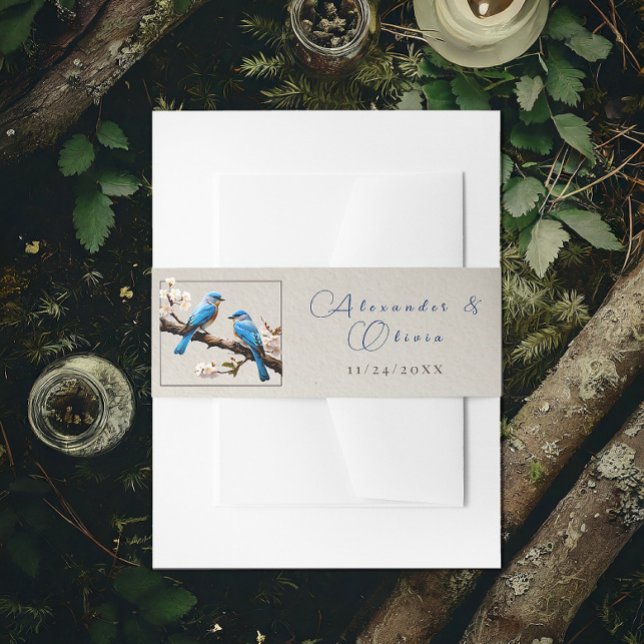 Bandeau De Faire-part Mariage Spring Bluebirds (Spring Bluebirds Wedding Invitation Belly Band)