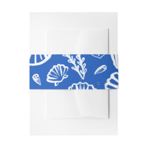 Bandeau De Faire-part Mariage sur la plage coquillages bleu blanc SUR ME