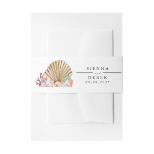 Bandeau De Faire-part Mariage sur la plage de corail et de coquillages