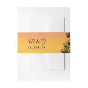 Bandeau De Faire-part Mariage sur la plage Palmier Coucher de soleil Mar