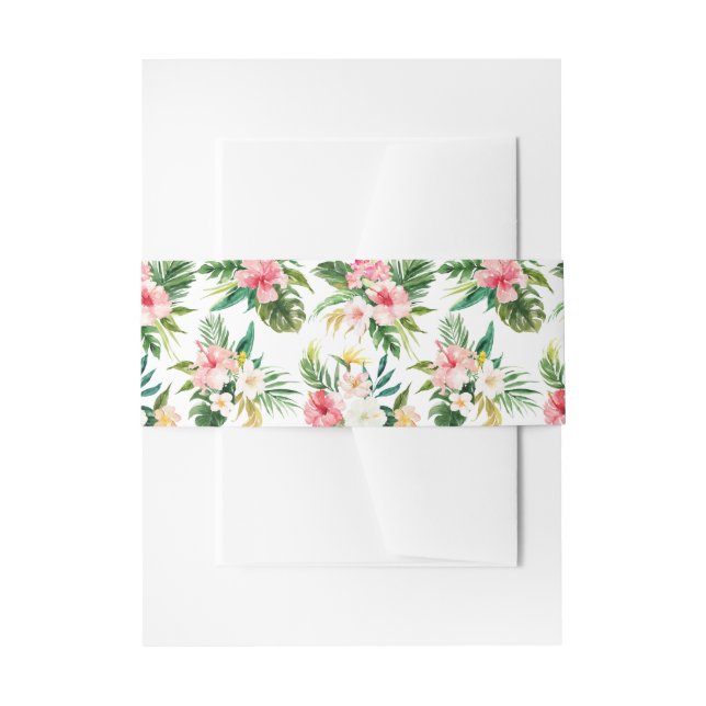 Bandeau De Faire-part Mariage sur le thème Fleurs et Feuillage Tropicaux (Devant example)