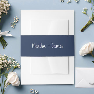 Bandeau De Faire-part Mariage sur mesure Bohème chic bleu marine et blan