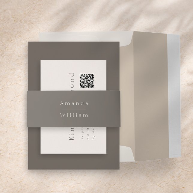 Bandeau De Faire-part Mariage Taupe Luxe (Créateur téléchargé)