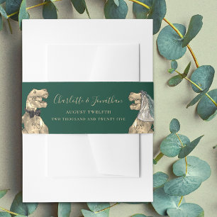 Bandeau De Faire-part Mariage Thème Dinosaures Vert Personnalisé