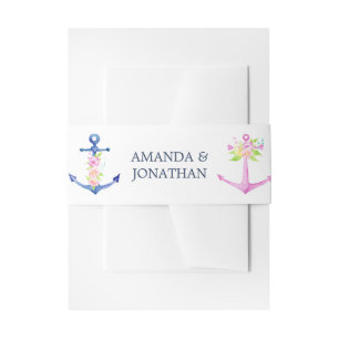 Bandeau De Faire-part Mariage thème nautique aquarelle