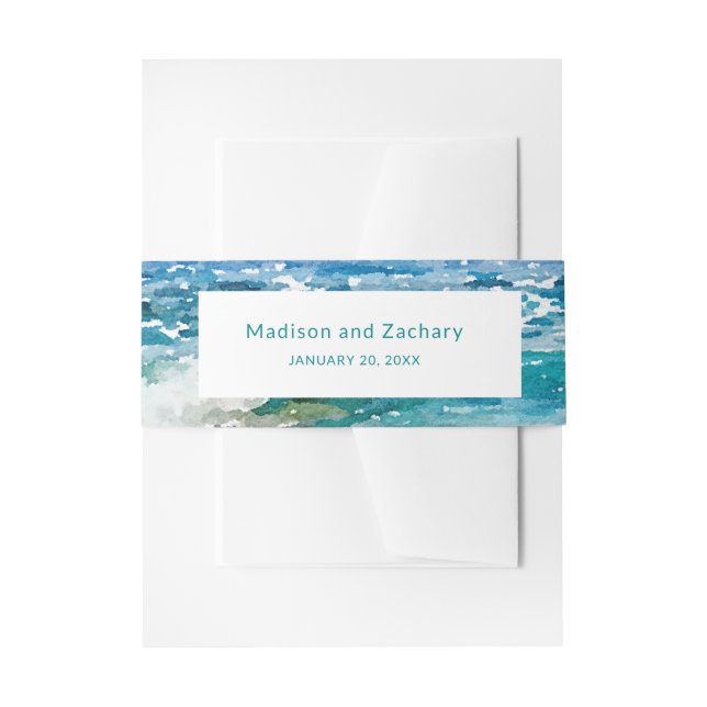 Bandeau De Faire-part Mariage Tropical sur la Plage (Devant example)