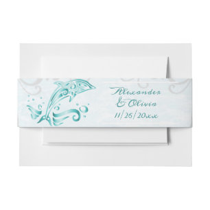 Bandeau De Faire-part Mariage turquoise de dauphins Inviter Bande de ven