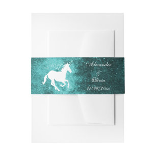 Bandeau De Faire-part Mariage turquoise Unicorn Inviter Belly Band